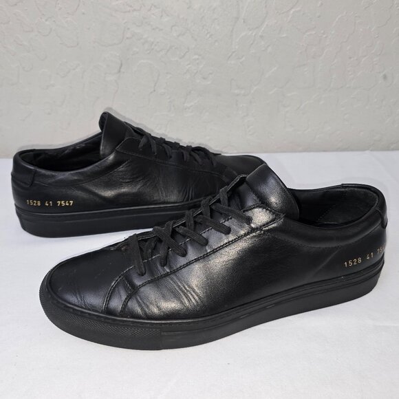 Common Projects Men's Original Achilles Low Black Leather Sneaker US 8 EUR 41 - Picture 4 of 11